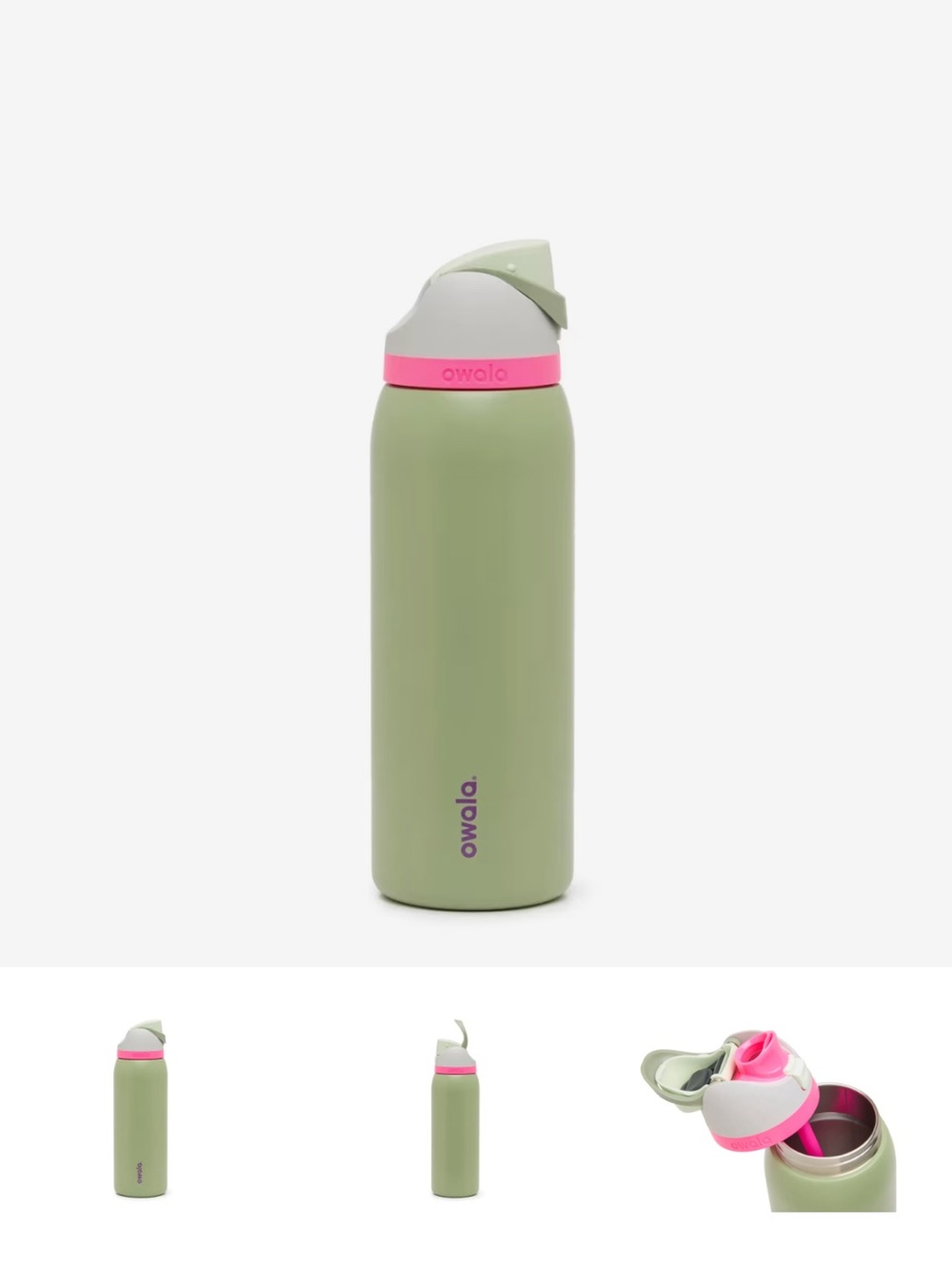 Owala Clover Water Bottle green pink 32oz 24hr cold freesip green white